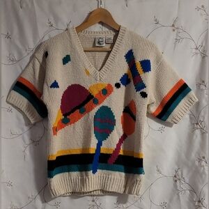 Vintage Colter Bay International Fiesta Short Sleeve V-Neck Sweater Medium